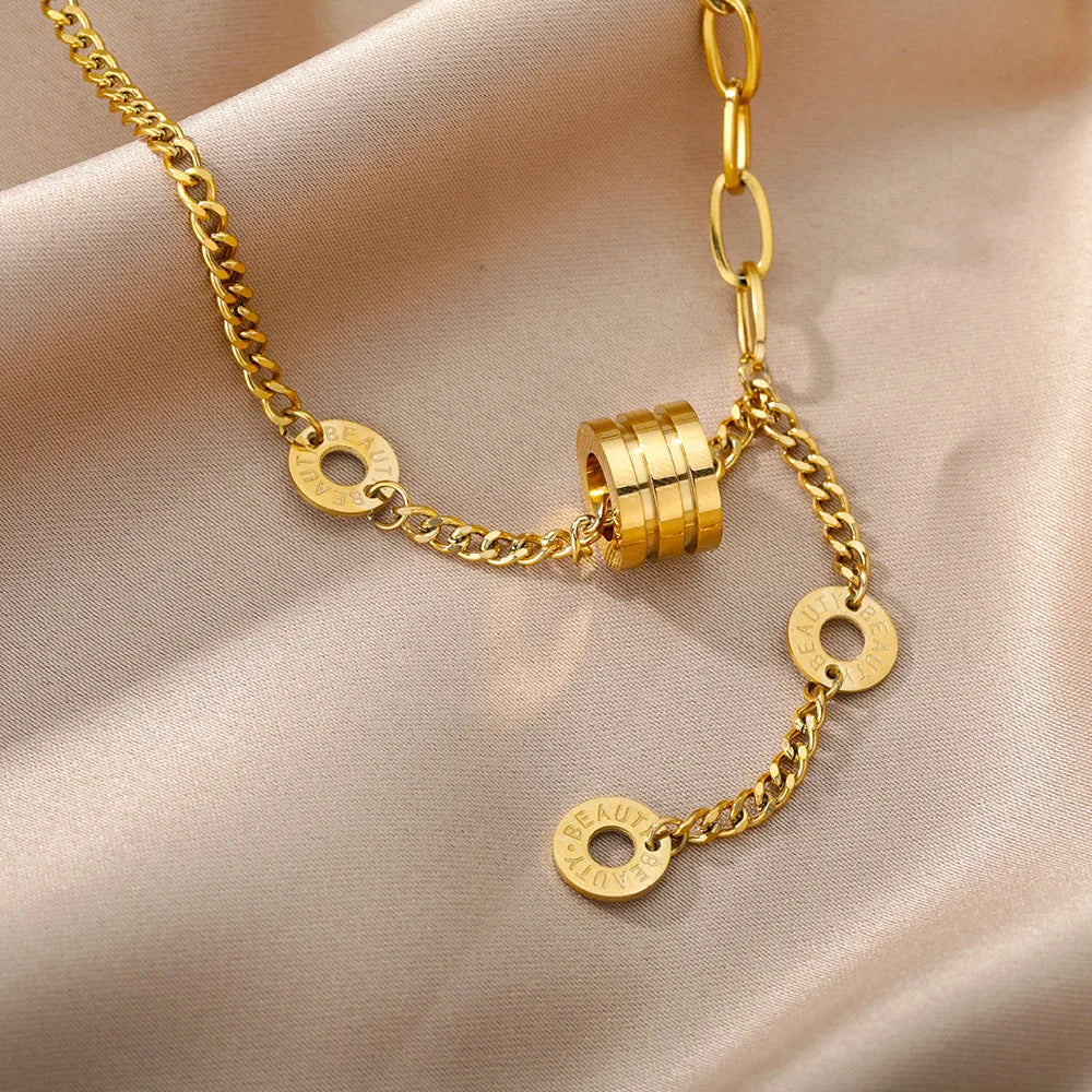 316L Stainless Steel Multilayer Heart Necklace – Gold Goth Clavicle Choker for Women