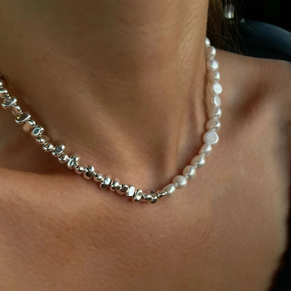 Elegant Irregular CCB & Pink Stone Beads Heart Pendant Necklace – Women’s Choker for Dinner & Valentine’s