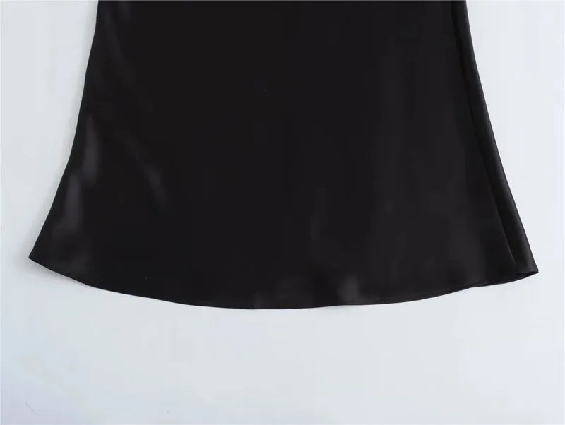 MUJER 2025 Satin High Waist Midi Skirt – Elegant Summer Office Skirt for Women