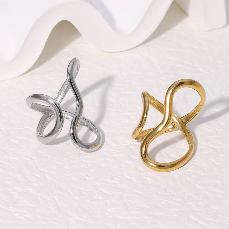 18K Gold Plated Open Ring – Waterproof Stainless Steel Women’s Jewelry