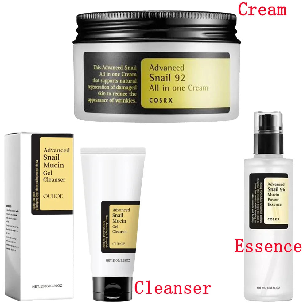 Advanced Snail 96 Mucin Power Essence/Cleanser/Cream – Korean Skincare for Deep Moisturizing & Nourishing Facial Care
