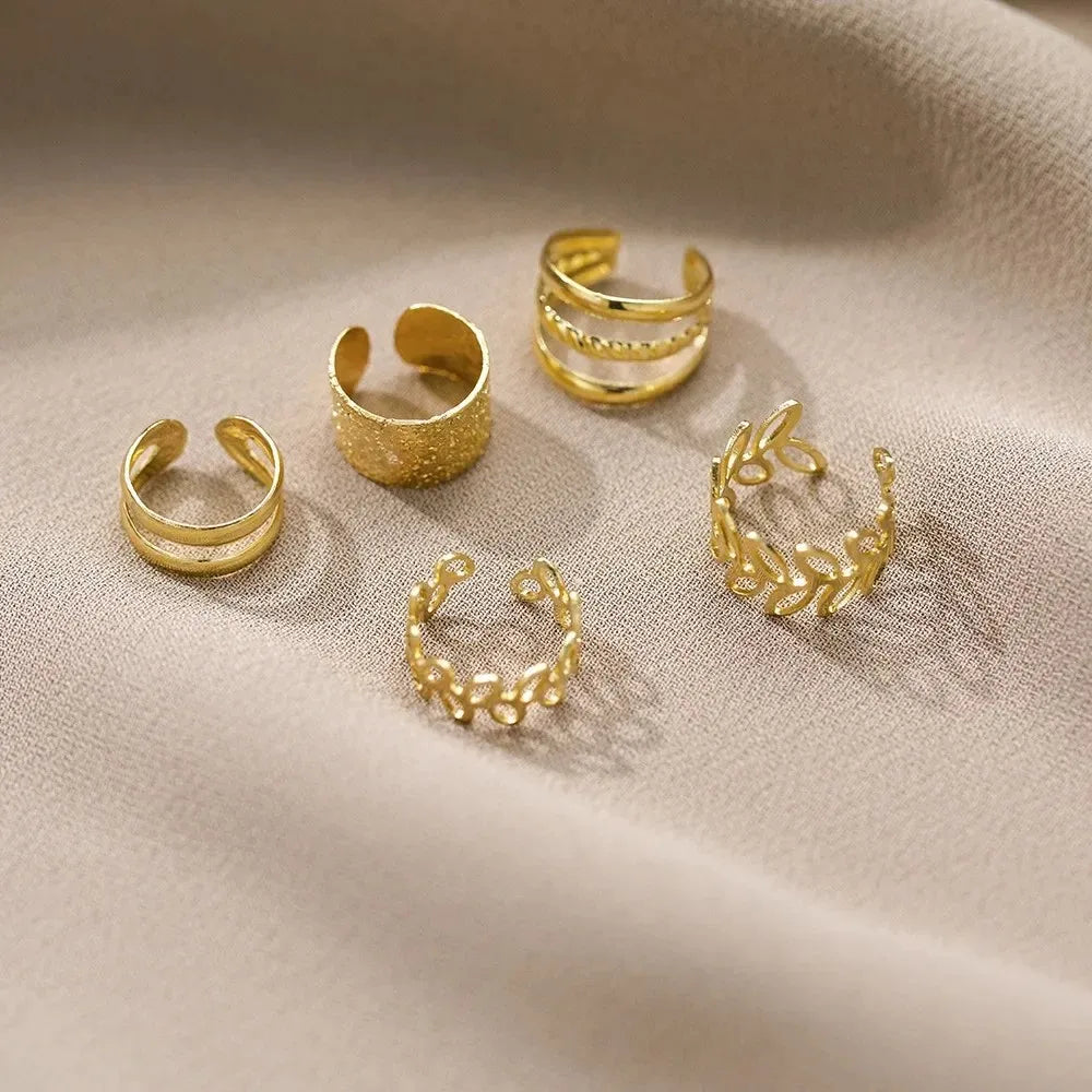 10Pcs Rose Gold Leaf Ear Cuff Set – Non-Piercing Women’s Jewelry