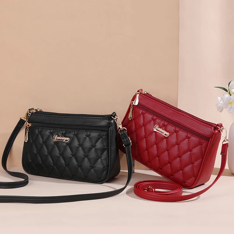 Embroidered Leather Handbag – Stylish Messenger Shoulder Bag for Women