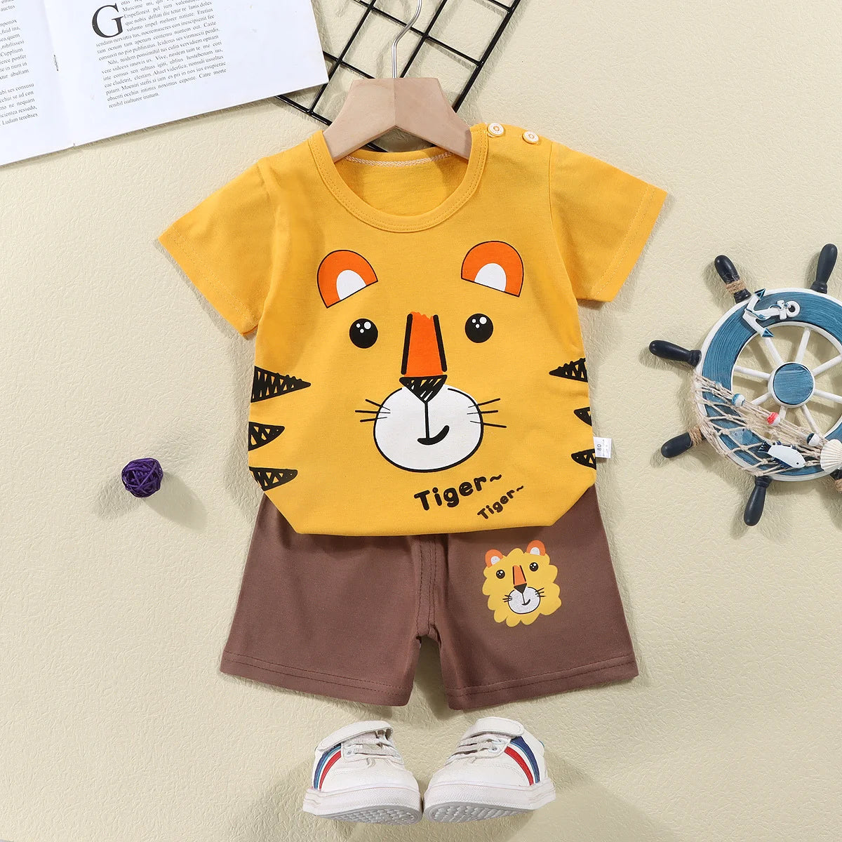 2PCS Mother & Kids Summer Cotton Sets – Short Sleeve T-Shirts & Shorts for Boys & Girls