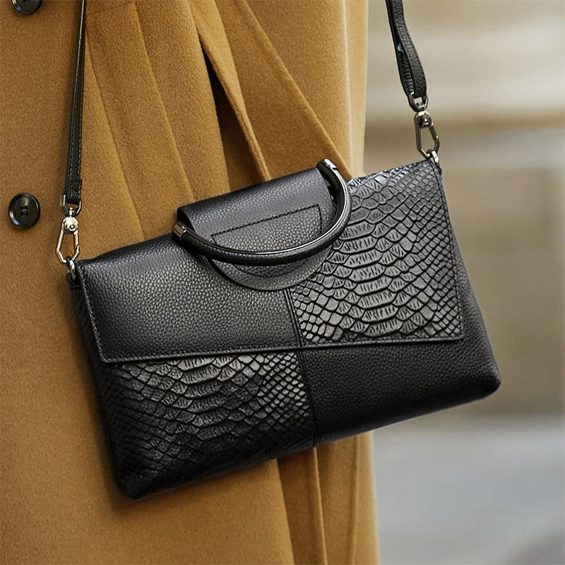PU Synthetic Leather Crossbody Bag – Casual & Wedding Alligator Pattern Flap Handbag for Women