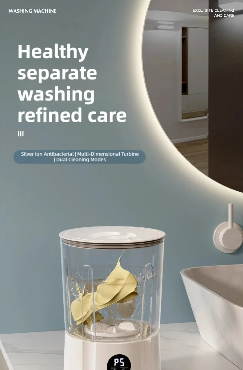 1.5L Portable Mini Washer — Perfect for Socks & Small Clothes Anytime, Anywhere