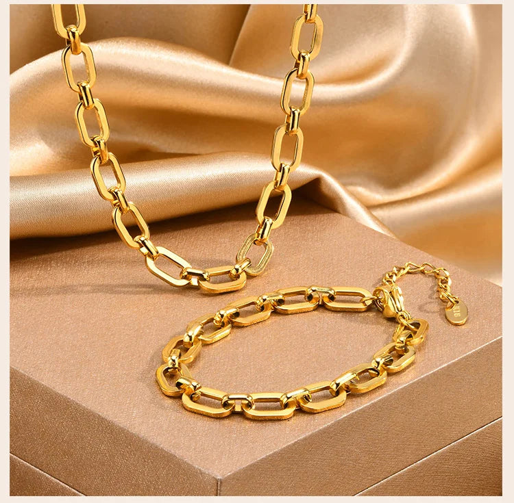 Chunky Gold Link Necklace – Thick Oval Chain Choker for Women