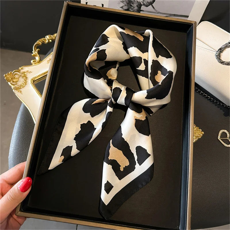 2025 New 70x70cm Printed Women’s Silk Scarf – Luxury Pashmina Square Shawl & Headband