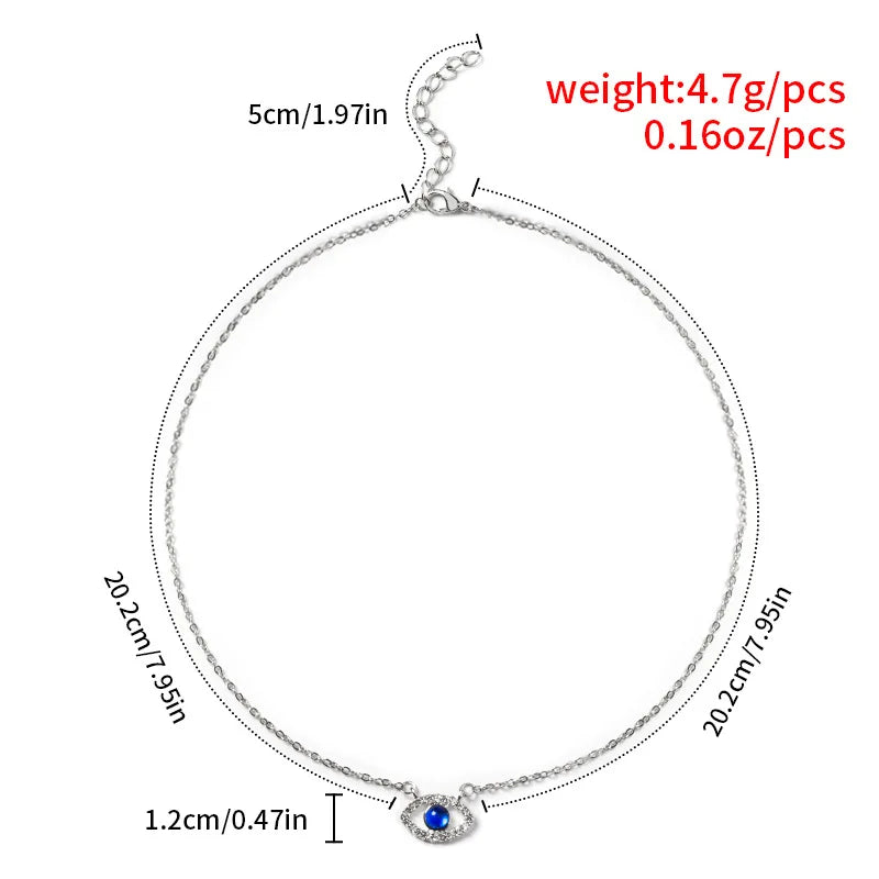 Double Layer Evil Eye Pendant Necklace – Turkish Women’s Jewelry Gift