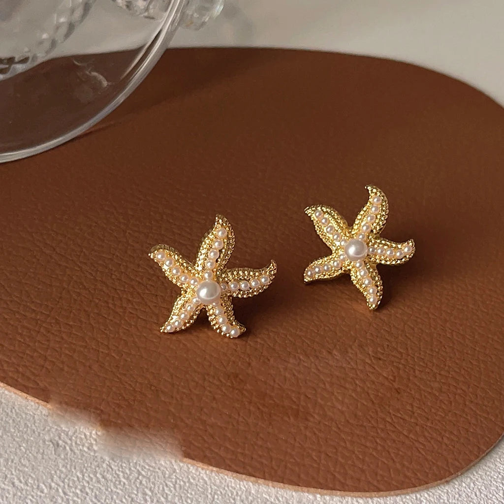 Boho Starfish Shell Ear Cuffs – Asymmetrical Beach Party Earrings for Women