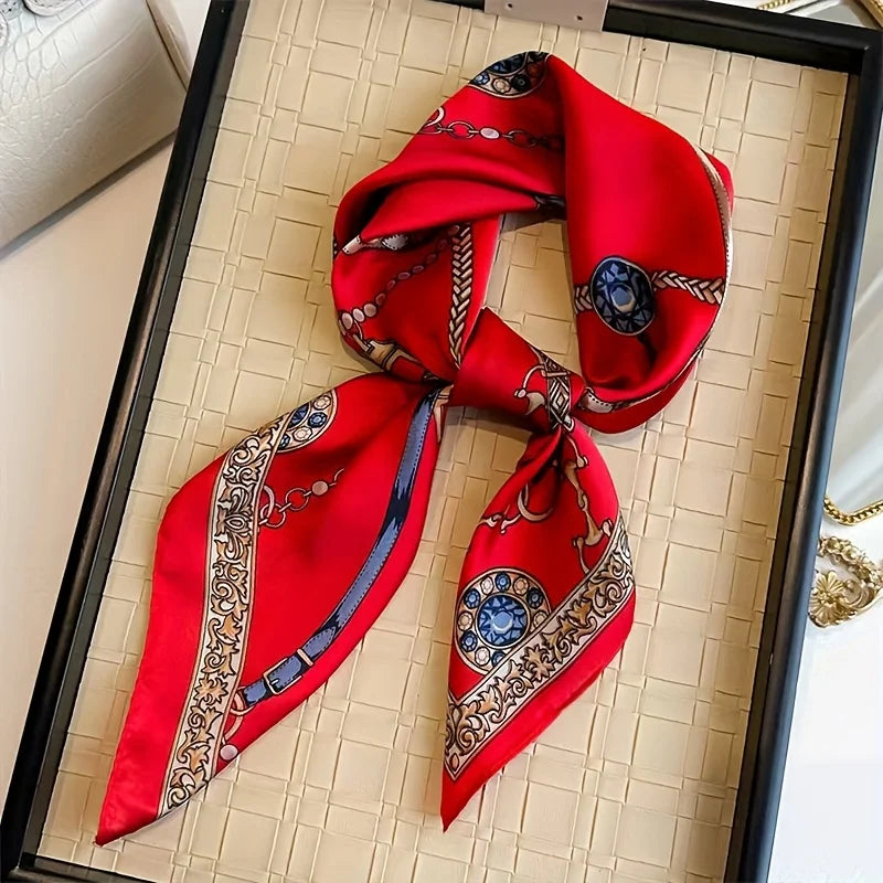 2025 New 70x70cm Printed Women’s Silk Scarf – Luxury Pashmina Square Shawl & Headband