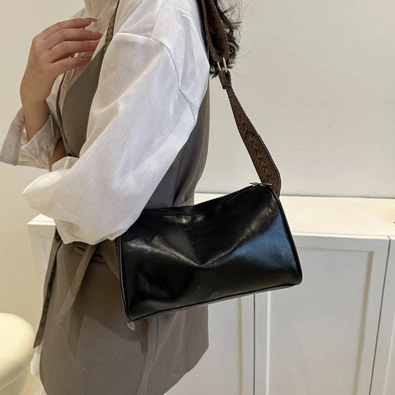 Vintage PU Leather Boston Handbag – Small Designer Crossbody & Travel Shoulder Bag for Women