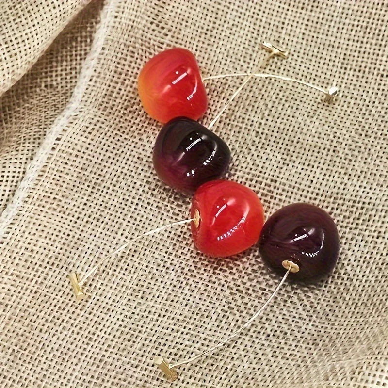 Red Cherry Drop Earrings – Delicate Women’s Korean Fashion Jewelry