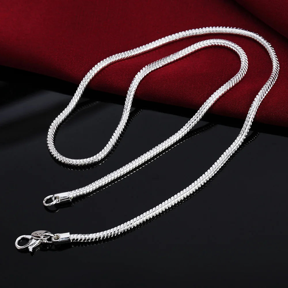 40-75cm 925 Sterling Silver Snake Chain Necklace –  1MM/2MM/3MM Pendant Jewelry for Men & Women