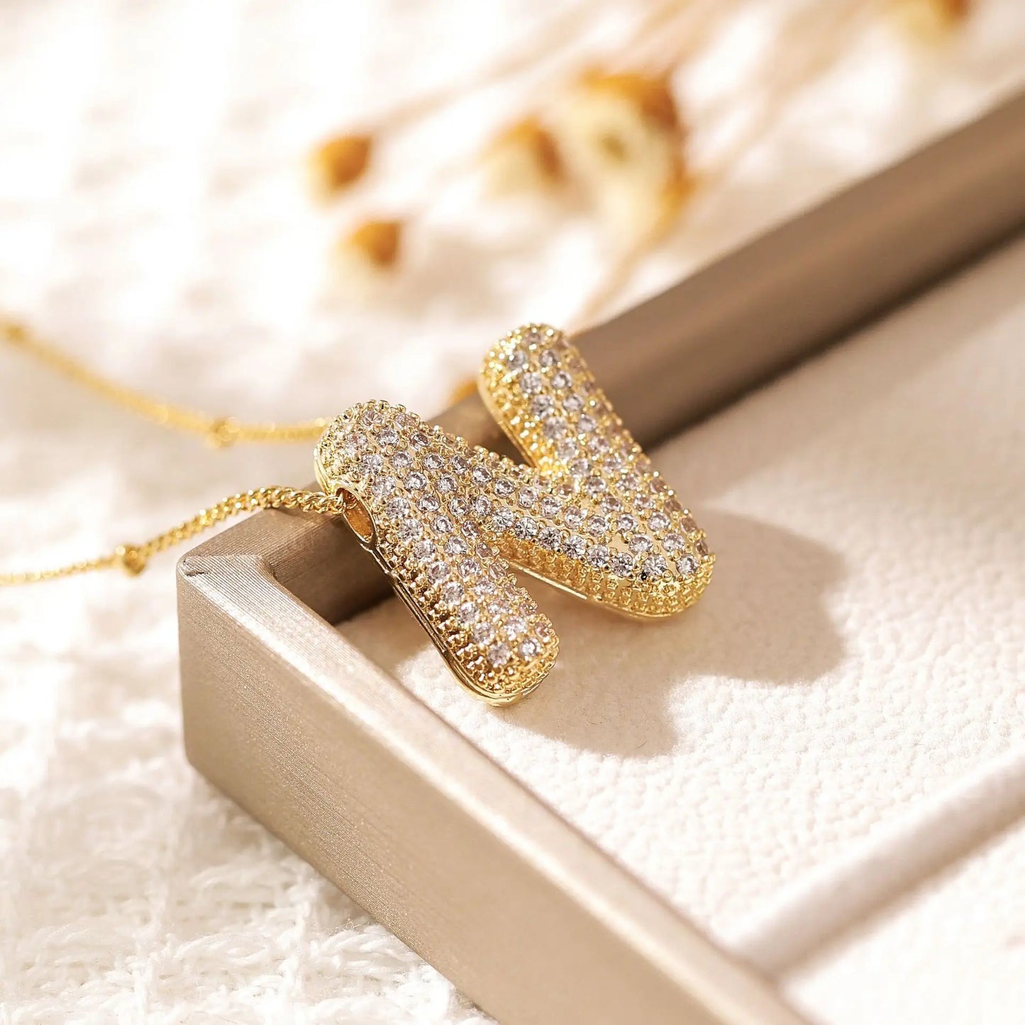Gold A–Z Letter Necklace – Zircon Pendant Minimalist Chain