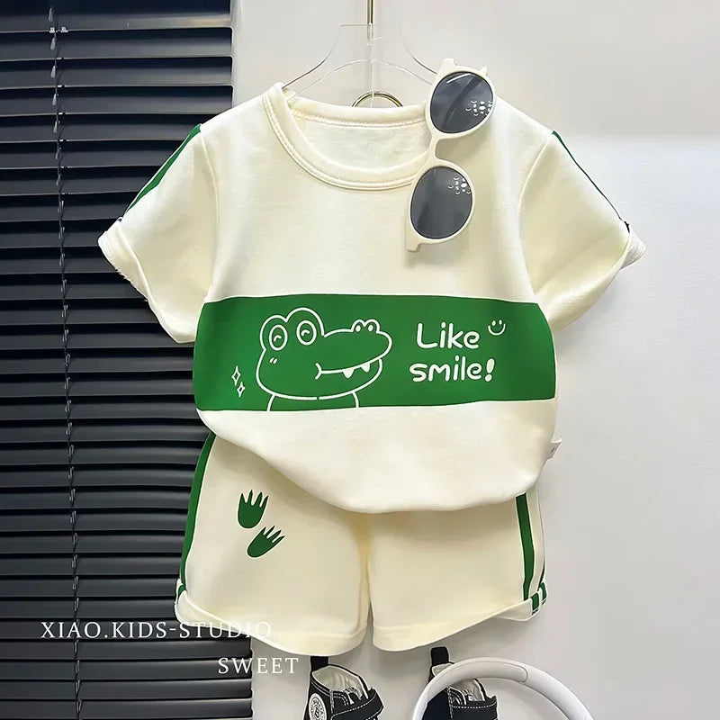 Kids Cotton Summer Set – Short Sleeve Tops & Shorts for Girls & Boys