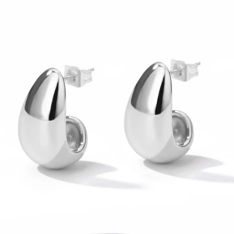 Gold Heart Zircon Hoop Earrings – Waterproof Stainless Steel Jewelry