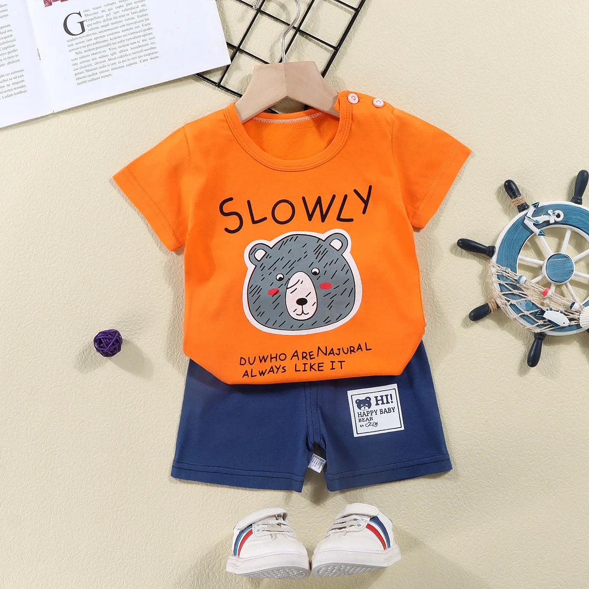 2PCS Mother & Kids Summer Cotton Sets – Short Sleeve T-Shirts & Shorts for Boys & Girls
