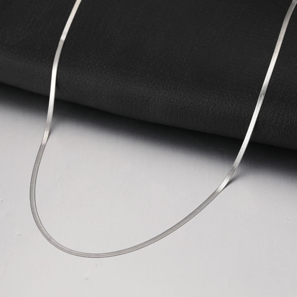 Stainless Steel Herringbone Snake Chain – Unisex Waterproof Choker Necklace