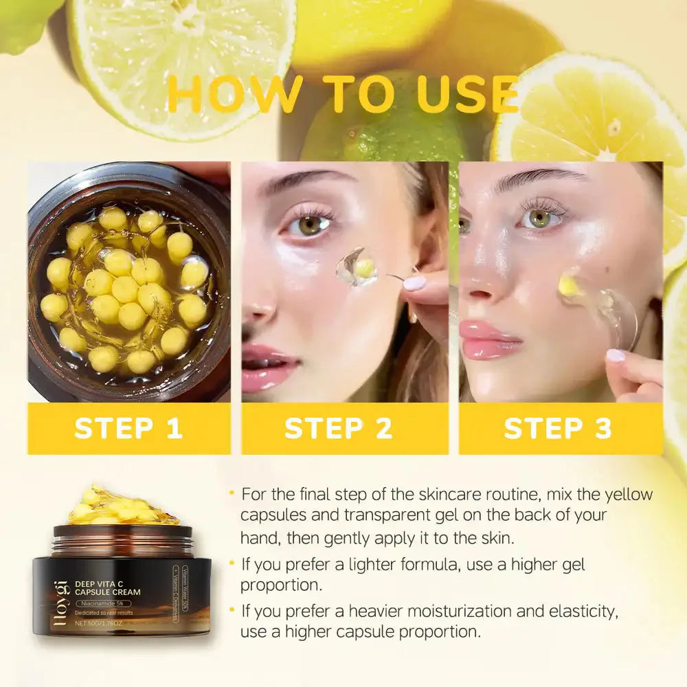 Deep Vita C Capsule Cream – Face Moisturizer Gel with Collagen & Niacinamide | Anti-Wrinkle, Firming, Repairing & Hydrating Skincare