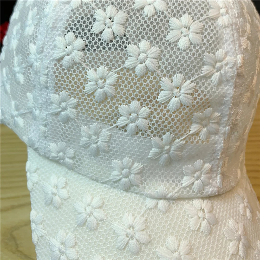 Lace Flower Thin Baseball Cap – Women’s Summer Breathable Sun Hat