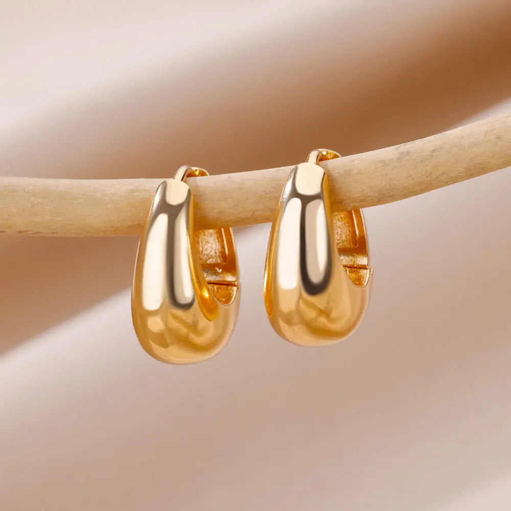 Gold Heart Zircon Hoop Earrings – Waterproof Stainless Steel Jewelry