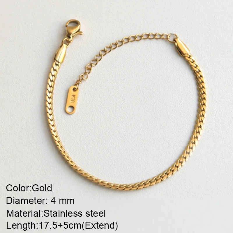 Gold Stainless Steel Twist Cuban Chain Bracelet – Women’s Jewelry Gift