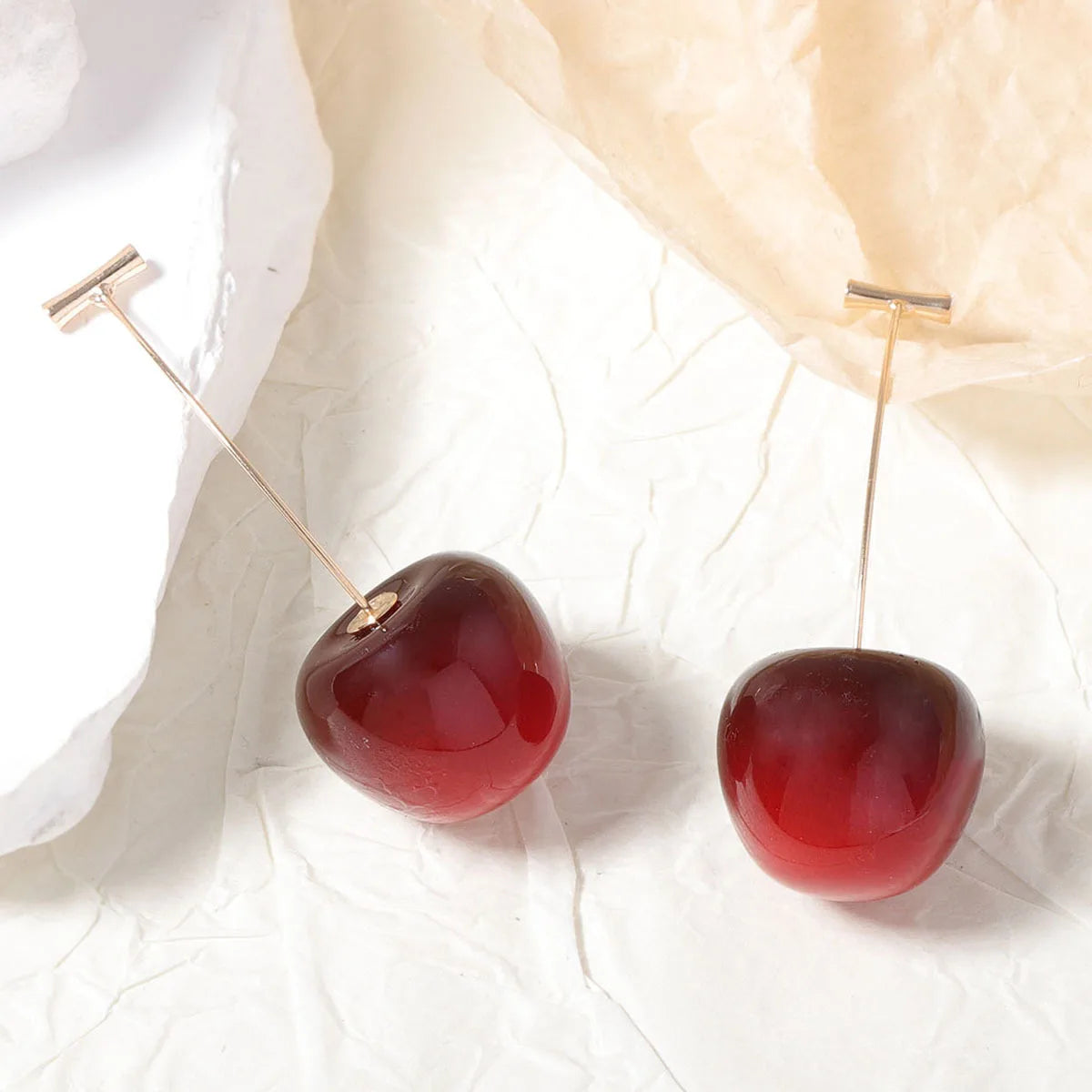 Red Cherry Drop Earrings – Delicate Women’s Korean Fashion Jewelry