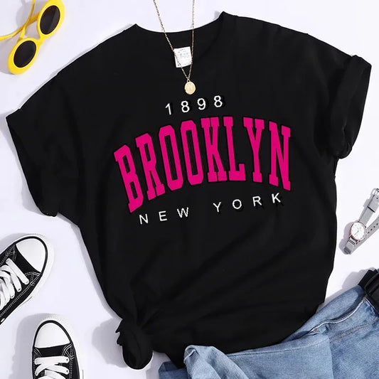 Brooklyn 1898 T-Shirt – Casual Y2K Streetwear for Women