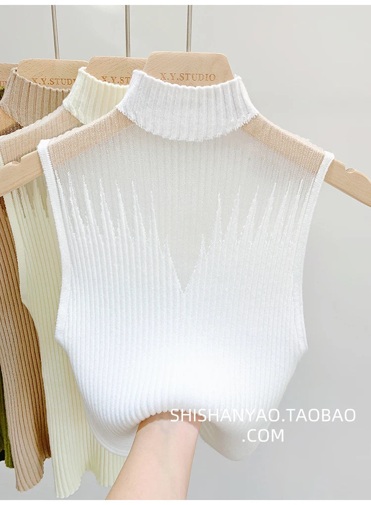 Y2K Mesh Knit Tank Top – Sleeveless Cut-Out Streetwear Style