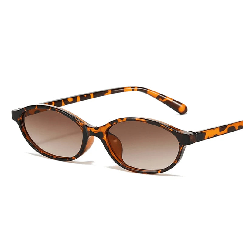 2025 Women’s Leopard Brown Sunglasses – Retro Oval Small Frame Fashion Eyewear