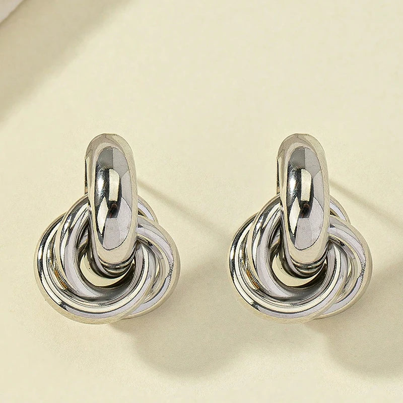 Gold & Silver Knot Hoop Earrings – Trendy Daily Wear Women’s Jewelry