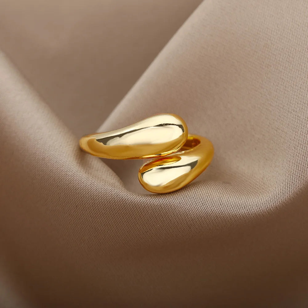 2025 Trendy Gold Stainless Steel Rings for Women – Wedding & Couple Jewelry