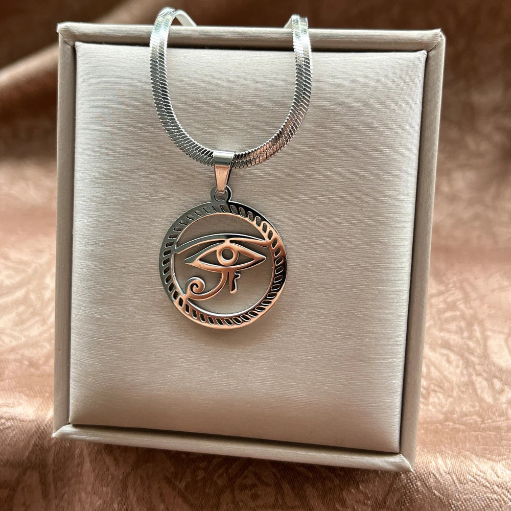 Exaggerated Punk O-Shaped Pendant Necklace – Chunky Stainless Steel Snake Chain for Men & Women