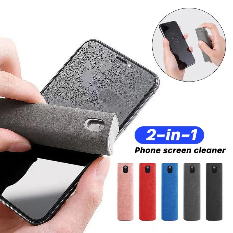 2-in-1 Screen Cleaner Spray Bottle with Microfiber Cloth – Cleaning Tool for Phone, Tablet, Laptop & PC