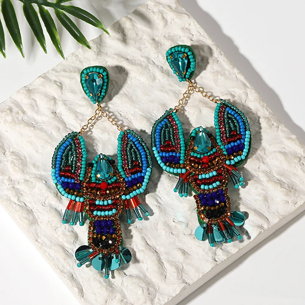 Bohemian Starfish Lobster Conch Earrings – Handmade Summer Beach Jewelry