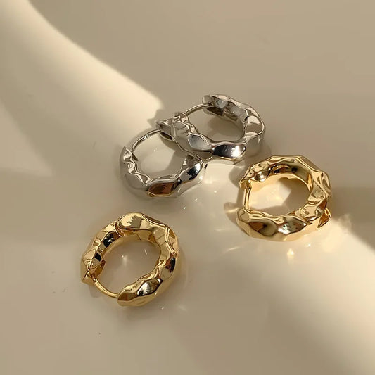 LATS Retro Geometric Hoop Earrings – Irregular Simple Circle Fashion Jewelry for Women