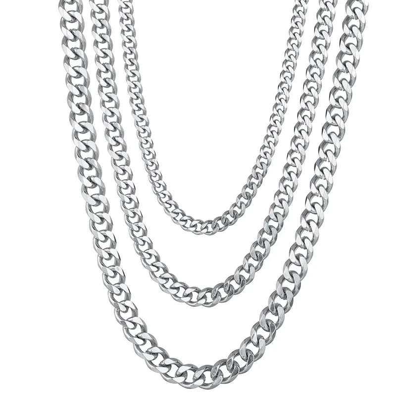 Stainless Steel Cuban Link Chain – Unisex Hip Hop Party Necklace