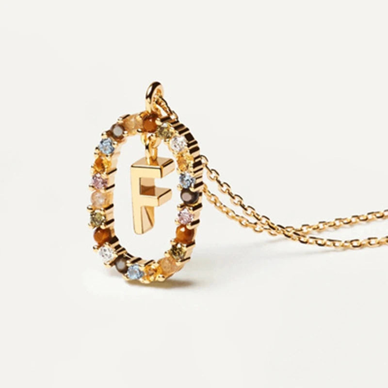 26 English Letter Pendant 925 Sterling Zircon Necklace – Fine Jewelry Choker for Women
