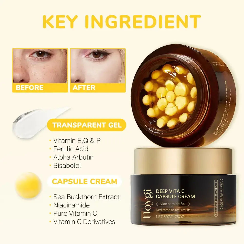 Deep Vita C Capsule Cream – Face Moisturizer Gel with Collagen & Niacinamide | Anti-Wrinkle, Firming, Repairing & Hydrating Skincare