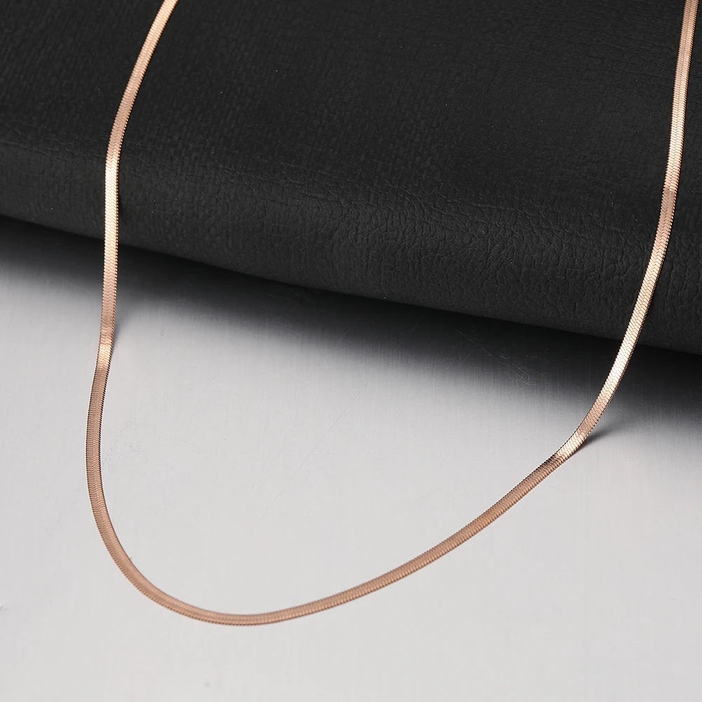 Stainless Steel Herringbone Snake Chain – Unisex Waterproof Choker Necklace