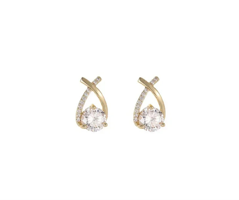 Crystal Cross Stud Earrings – Elegant Korean Style Women’s Jewelry
