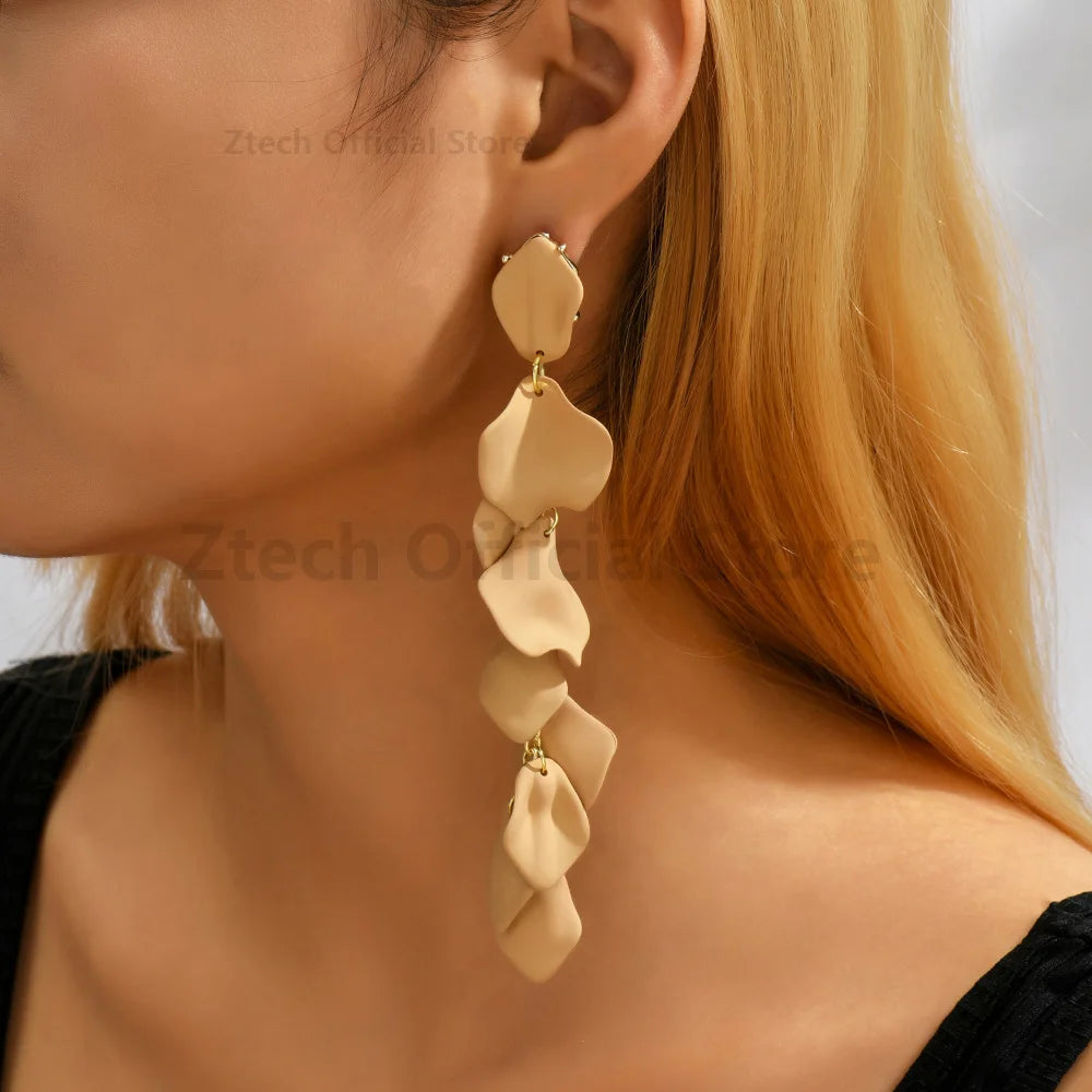 Multicolor Acrylic Petal Tassel Earrings – Luxury Women’s Wedding Jewelry