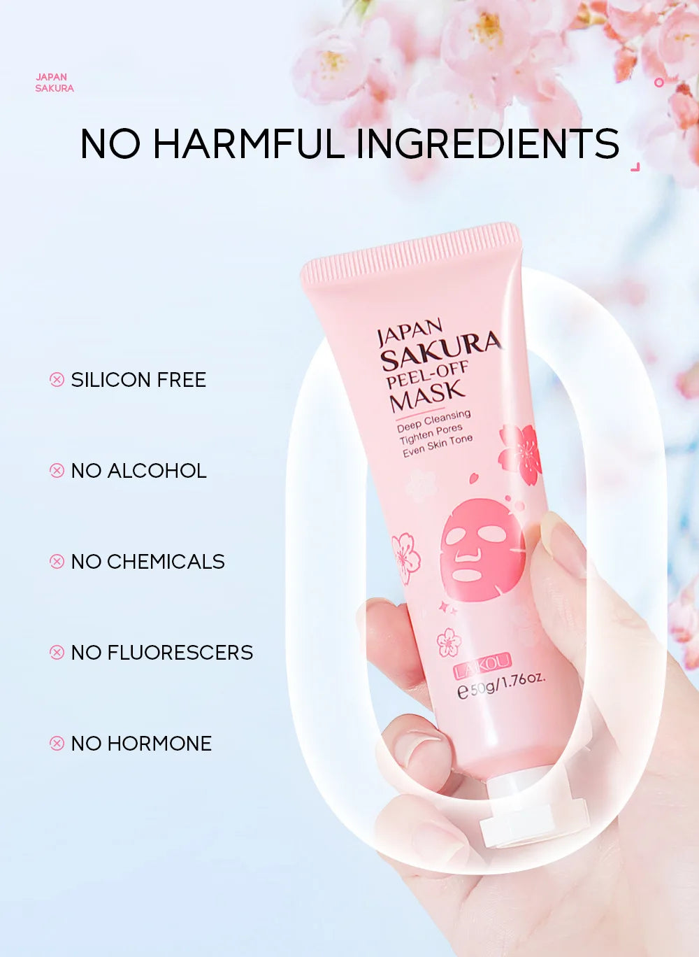 LAIKOU 24K Gold Sakura Peel-Off Mask – Anti-Wrinkle & Blackhead Removal
