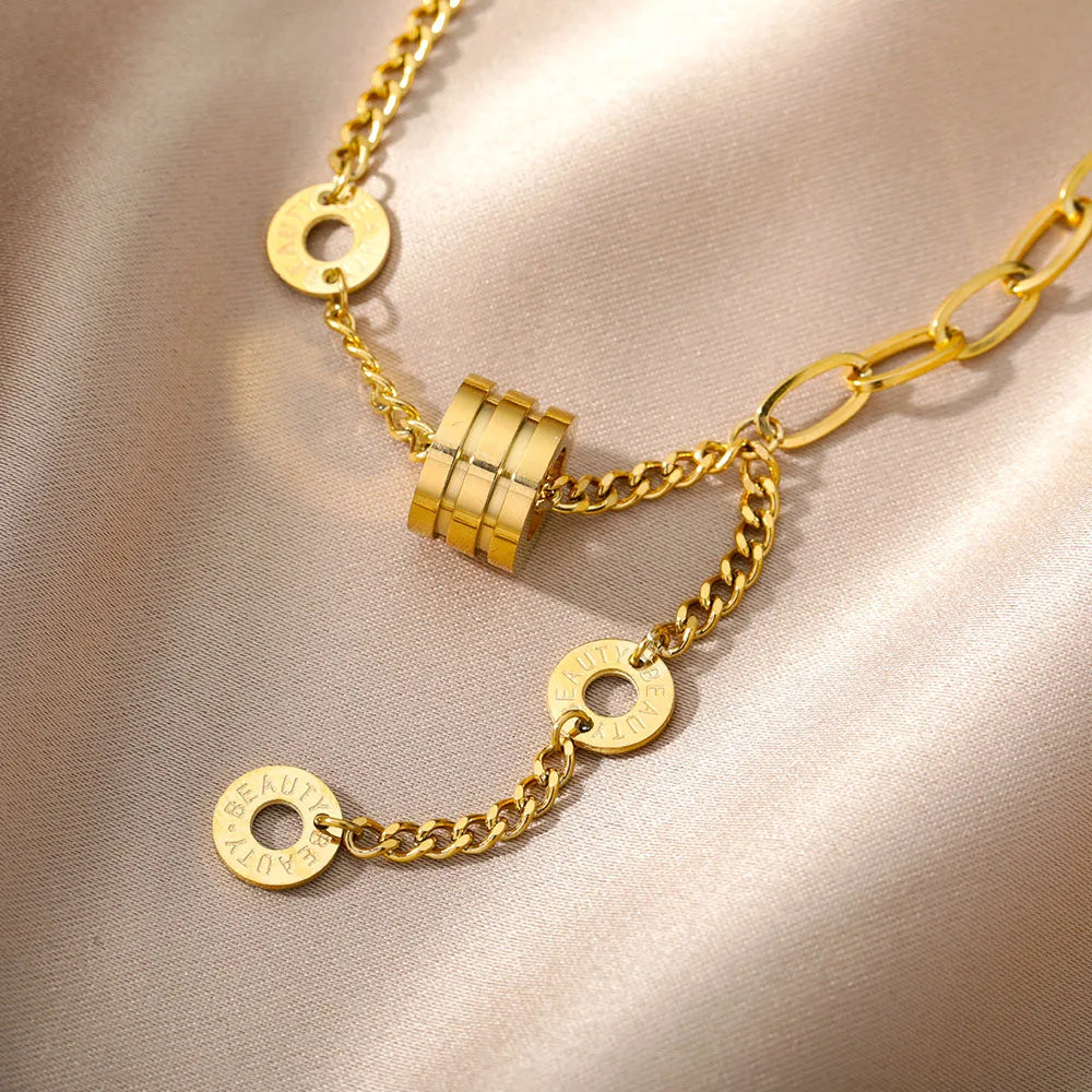 316L Stainless Steel Multilayer Heart Necklace – Gold Goth Clavicle Choker for Women