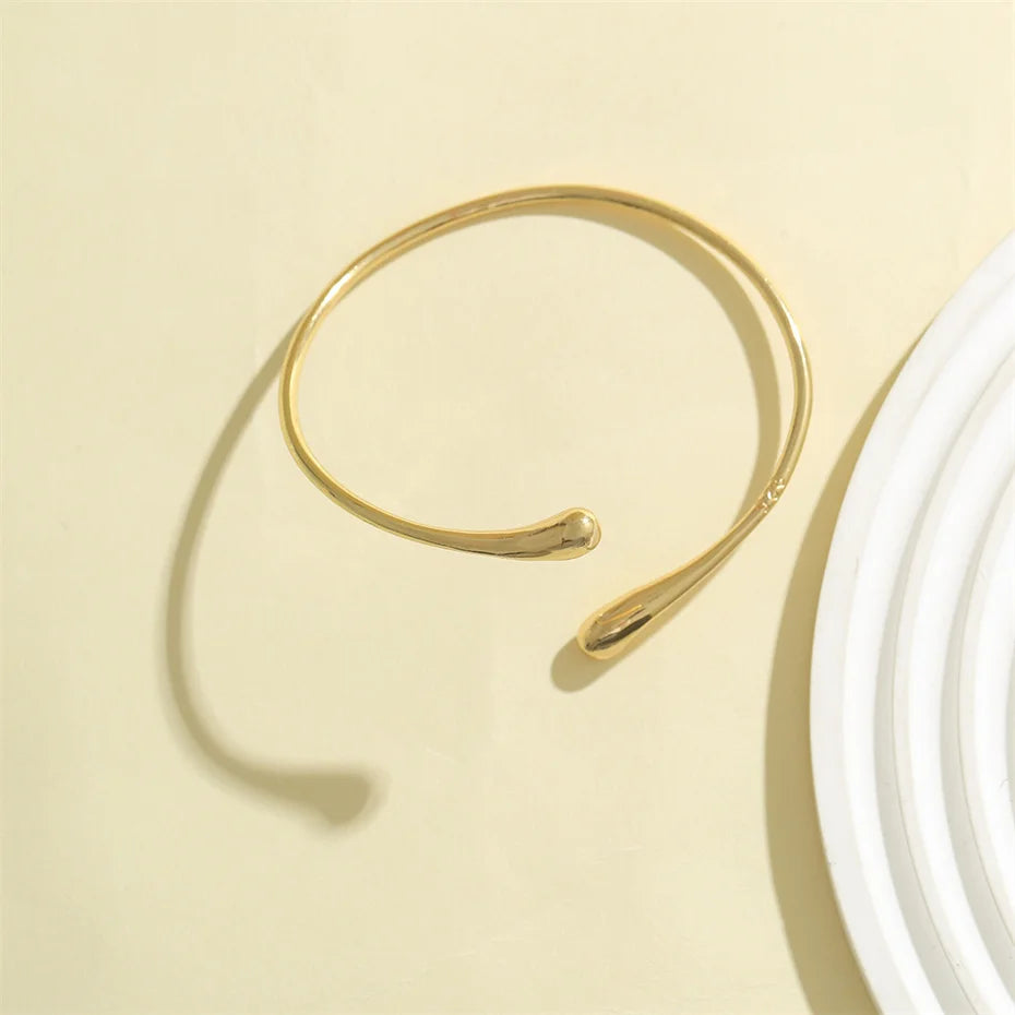 Vintage Water Drop Open Cuff Bangle – Geometric Arm Bracelet for Women 2025
