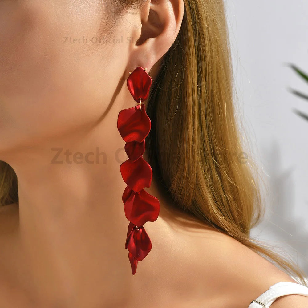 Multicolor Acrylic Petal Tassel Earrings – Luxury Women’s Wedding Jewelry