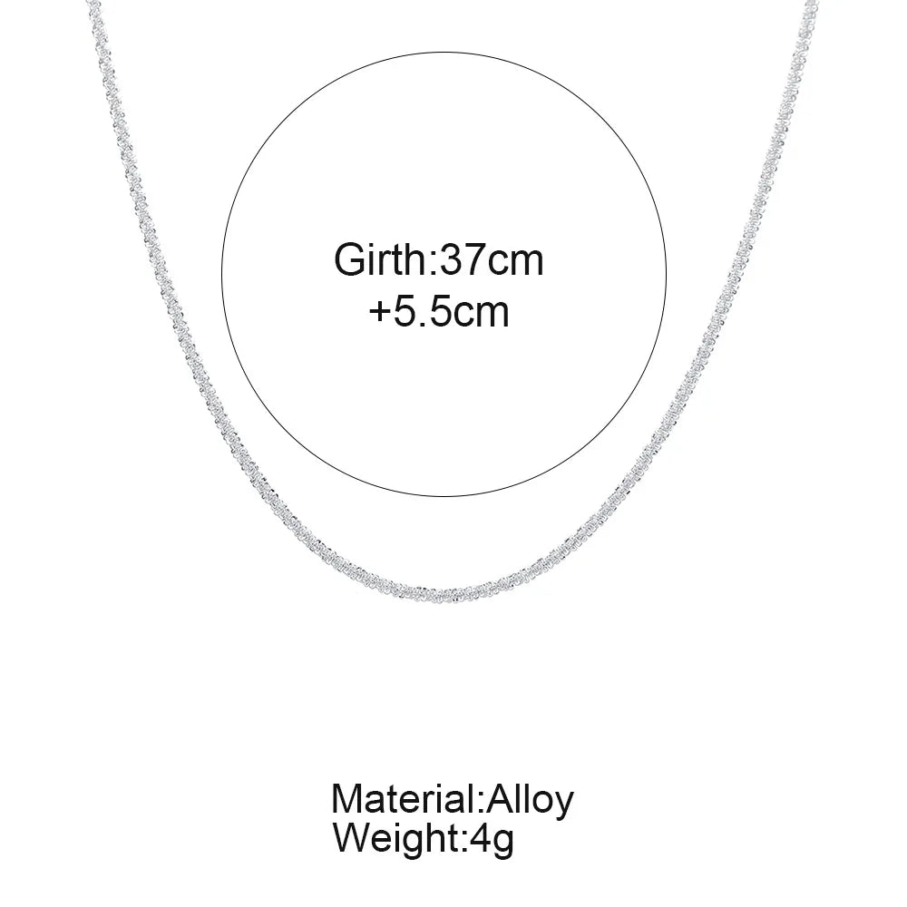 Silver Sparkling Clavicle Chain Necklace – Trendy Korean Wedding Party Jewelry for Women
