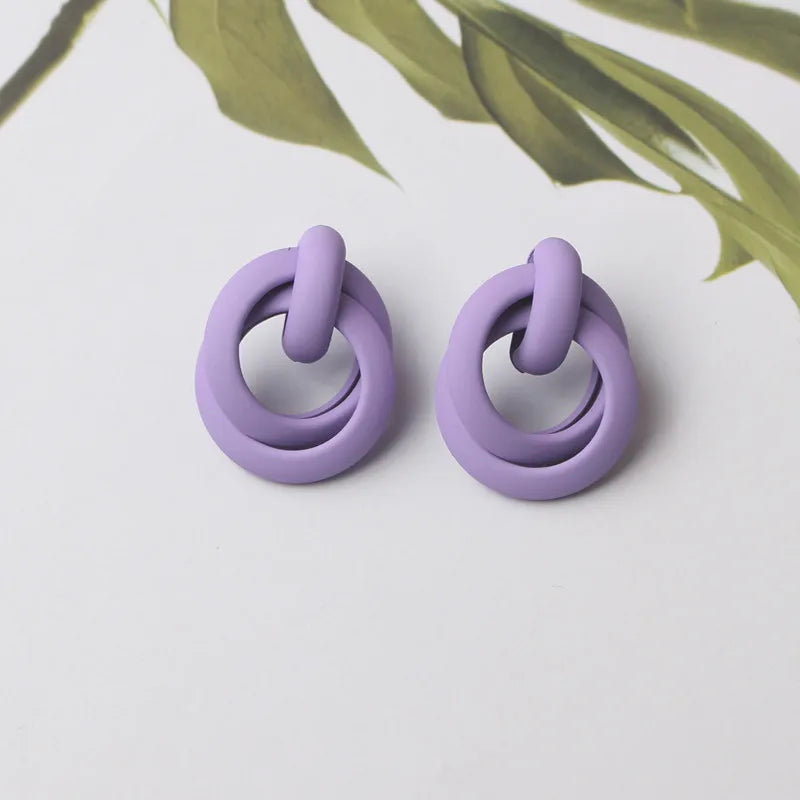Colorful Metal Dangle Earrings – Flower & Heart Pendant Women’s Jewelry