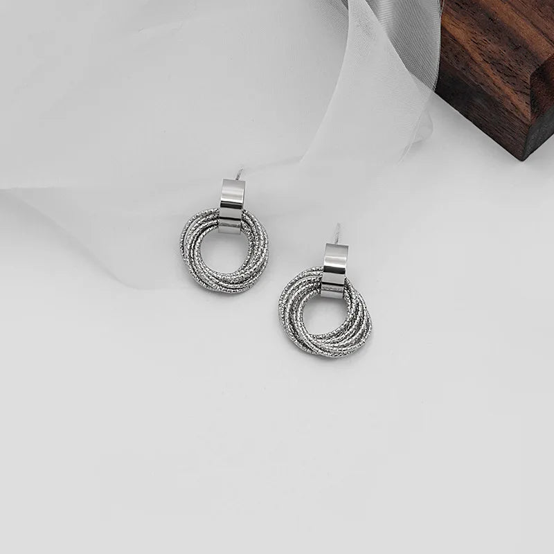 Vintage Metal Round Drop Earrings – Geometric Women’s Statement Jewelry